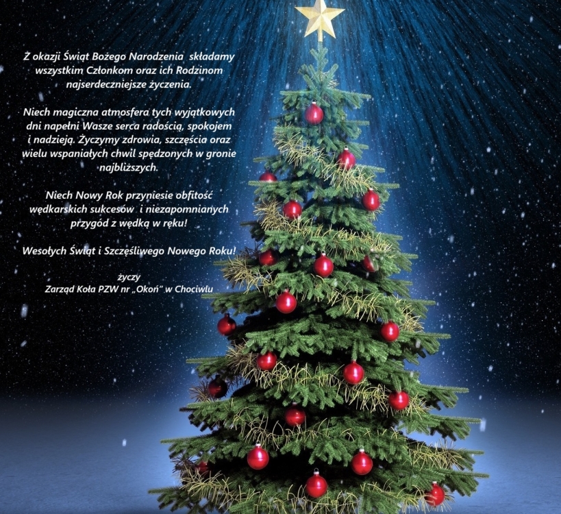 Życzenia na Boże Narodzenie od Zarządu Koła PZW nr 6 "Okoń" w Chociwlu