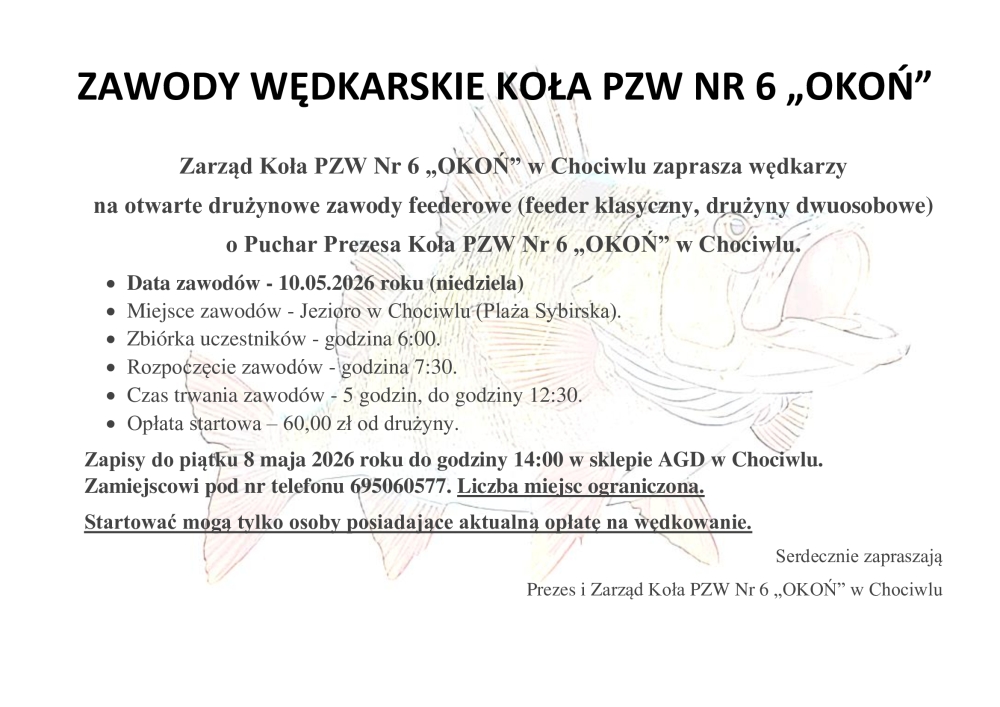 Zapraszamy na zawody drużynowe 10.05.2026 roku
